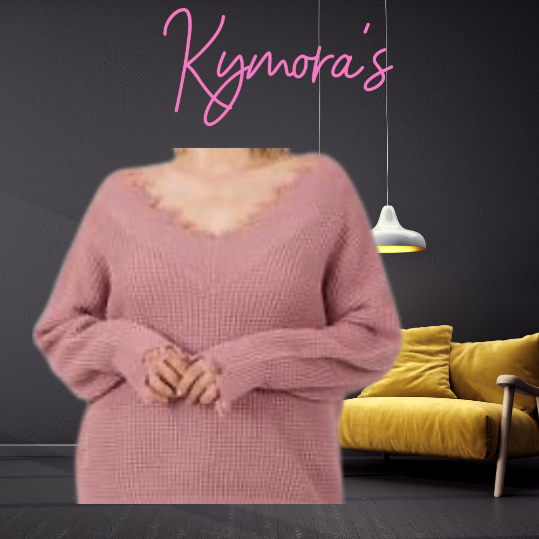 Light Rose Balloon Sleeve Sweater PLUS SIZE