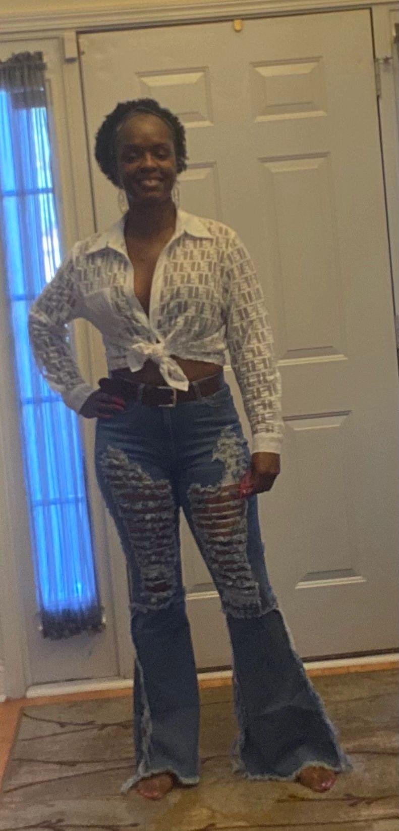 Flare Ripped Tassel Jeans