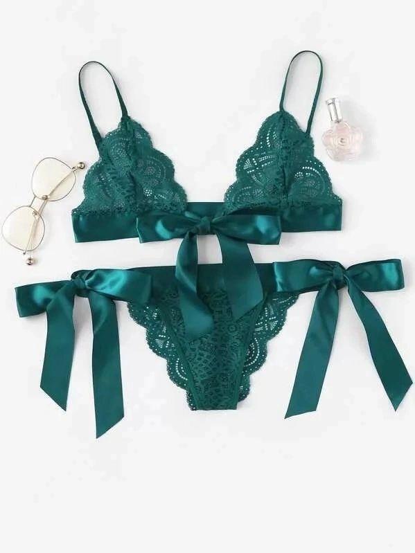 Army Green Side Tie Two Piece