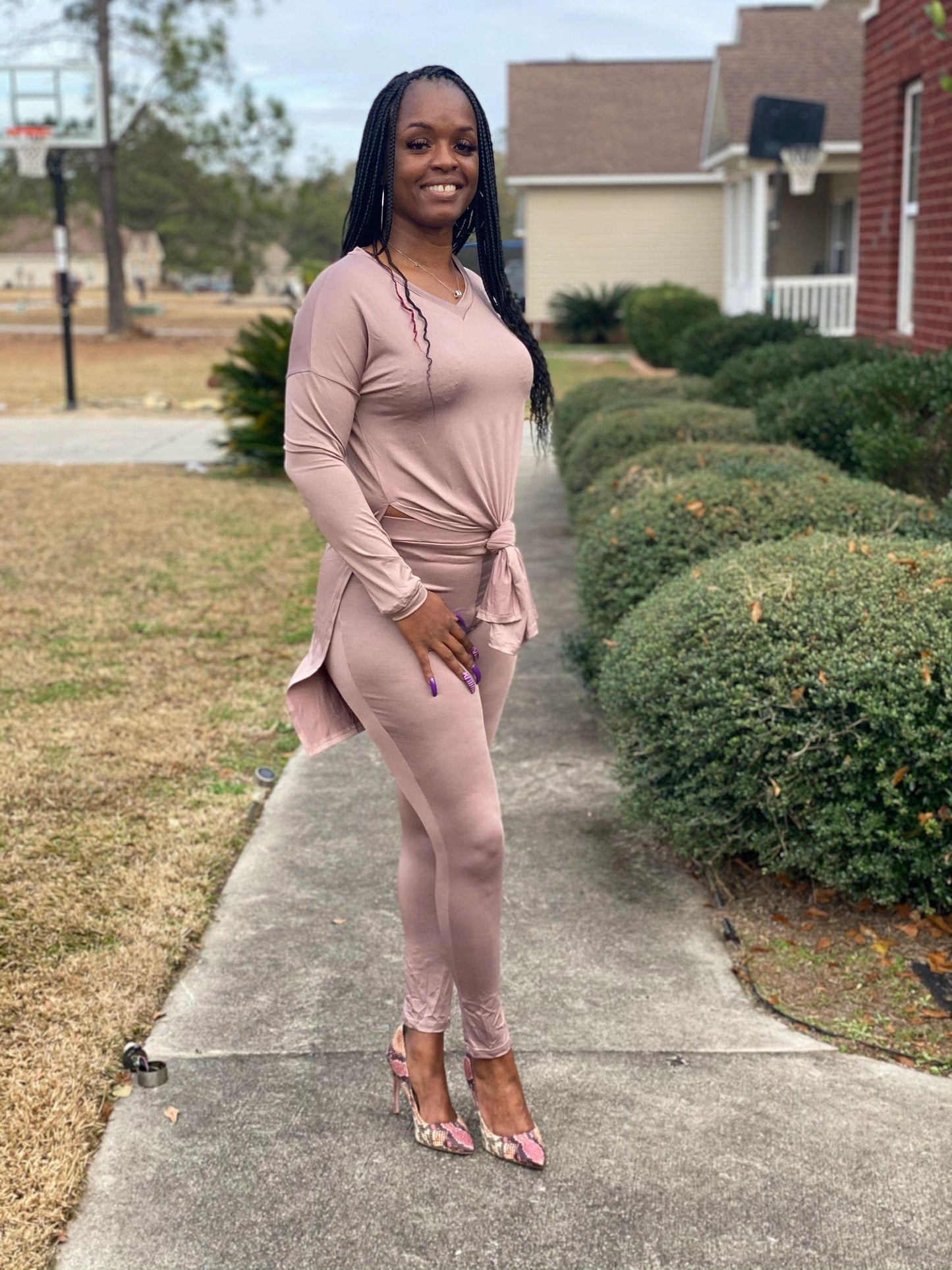 Pamela Khaki Long Sleeve Legging Set