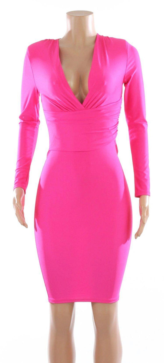 HOT PINK V Neck Dress