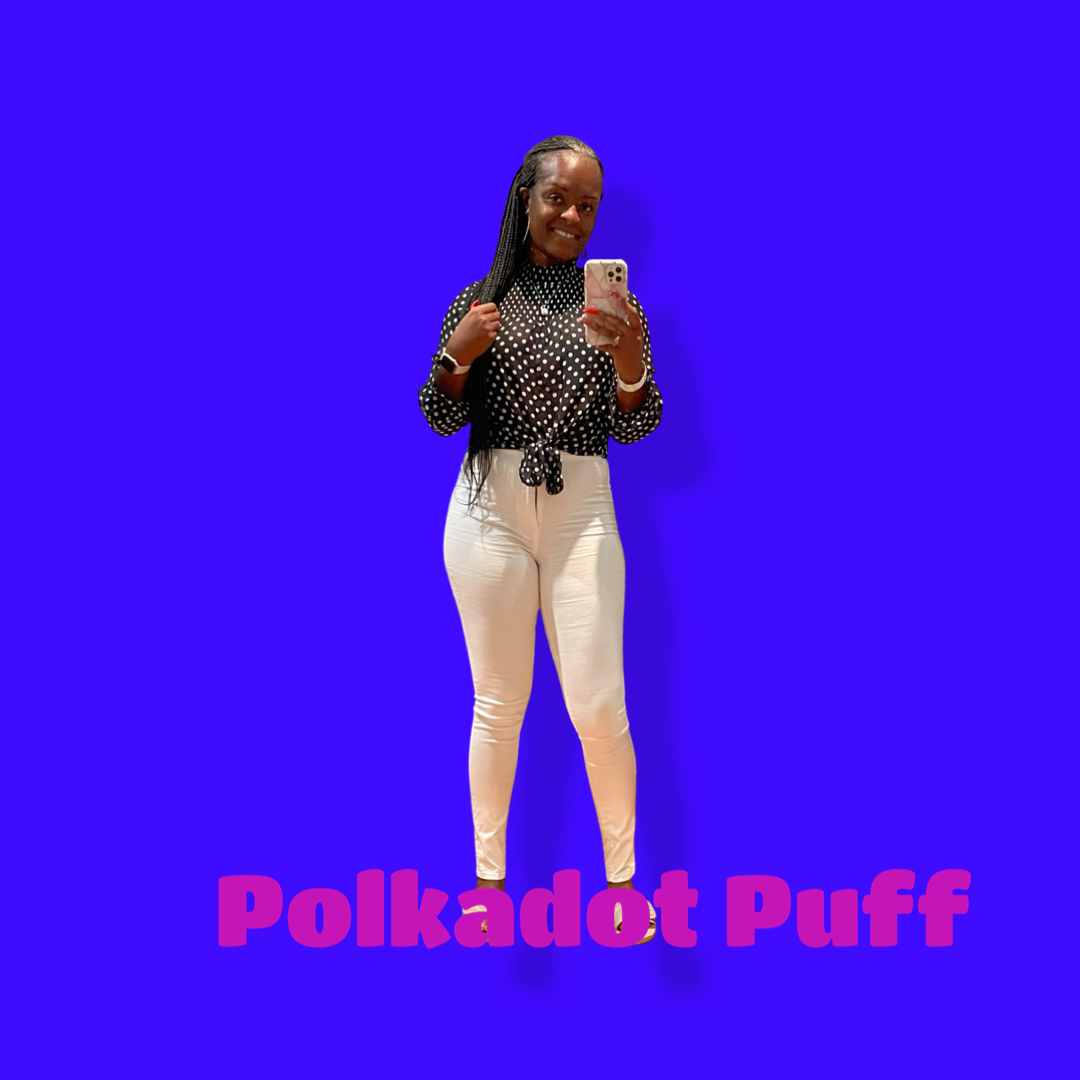 Polka Dot Puff Sleeve Top Black