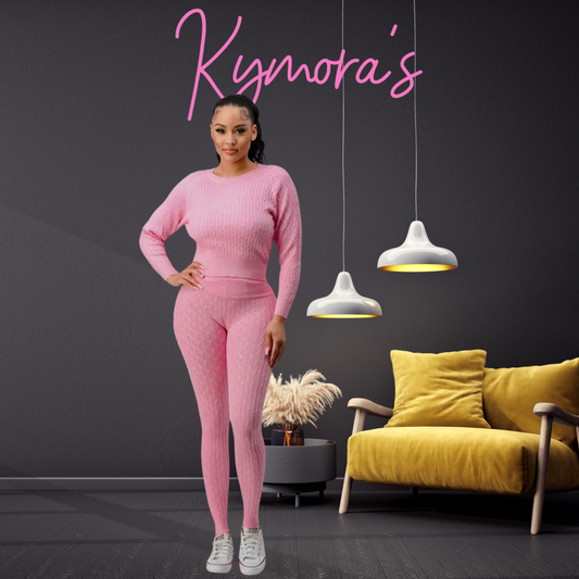 Cable Knit Set (Mauve) - PLUS SIZE