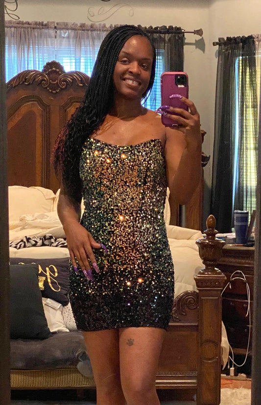 Sequined Strapless Mini