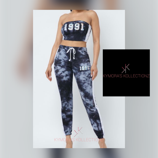 Tie Dye Tube Top and Jogger Set