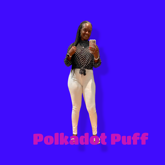 Polka Dot Puff Sleeve Top Black